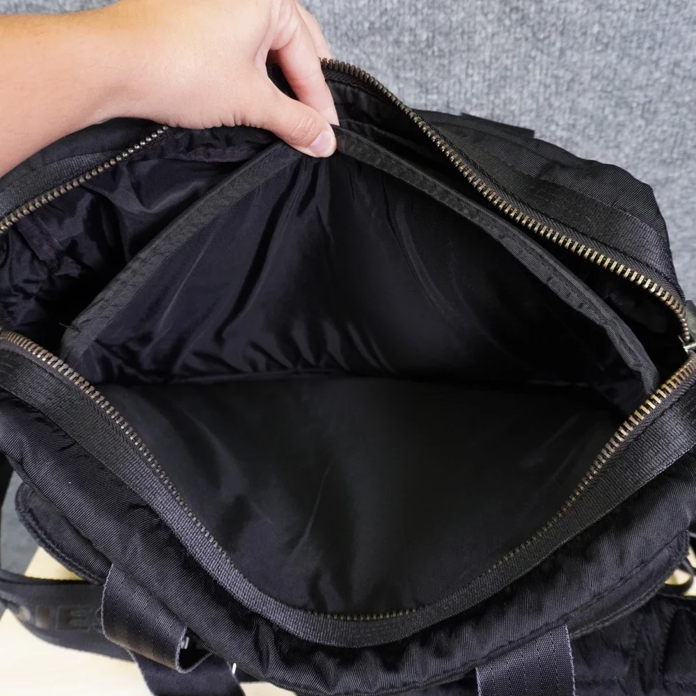Vintage Diesel Messenger Bag Black Utility Tactical Nylon Leather Laptop Case